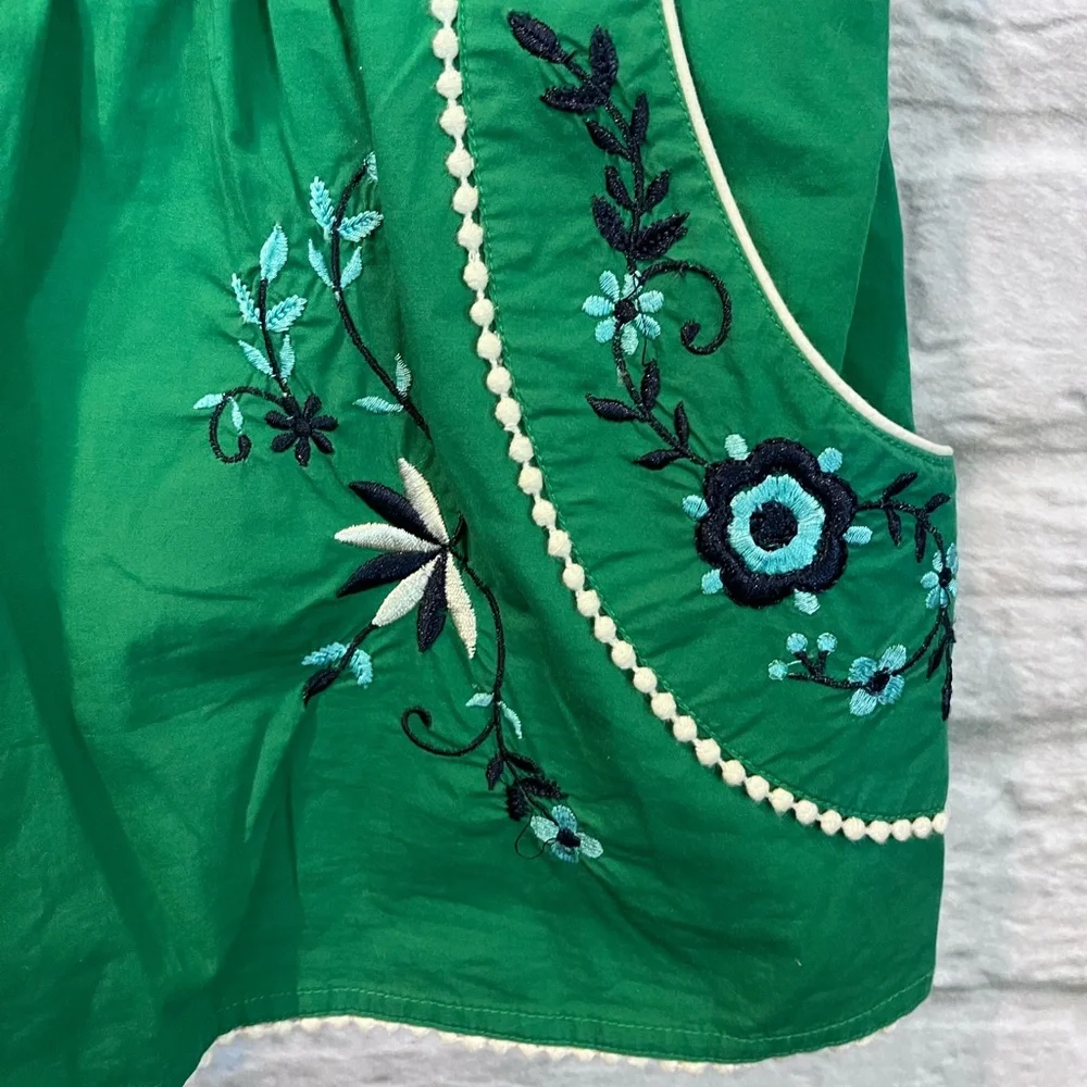 Anthropologie Vanessa Virginia size 8 Green Strapless Embroidered Peplum Top - Picture 7 of 12